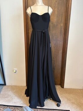 LULUS  BLACK MAXI DRESS WITH SWEETHEART BODICE AJUSTABLE STRAPS NWT SZ S
